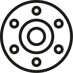 Galvanizing Icon of a circular metal bearing with holes, symbolizing galvanization, corrosion resistance, and durable construction