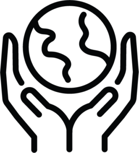 global reach Icon of hands holding the Earth, symbolizing global reach, international presence, and worldwide support