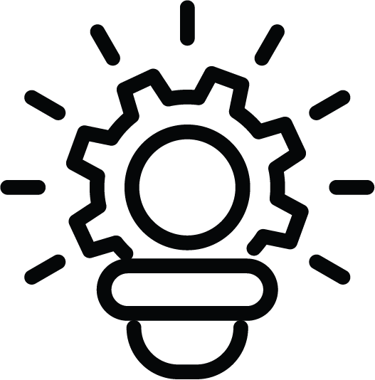 Icon of a glowing light bulb, symbolizing innovation and forward-thinking engineering